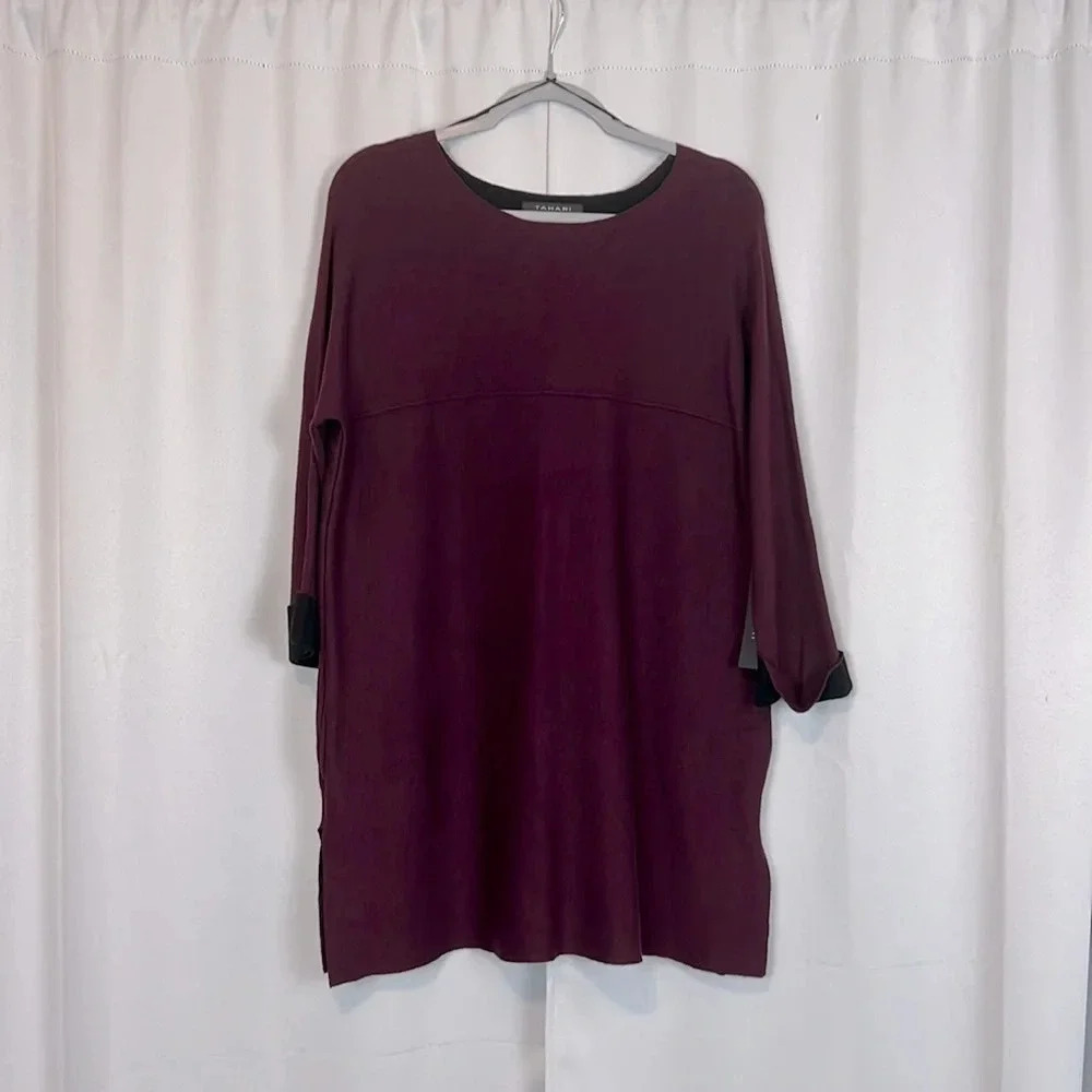 New TAHARI Women’s‎ Scoop Neck Pocket Pullover Tunic Sweater Size Large